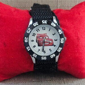 Disney Thomas Car Face Wristwatch Black Sport Strap Kids analog Wrist Watch